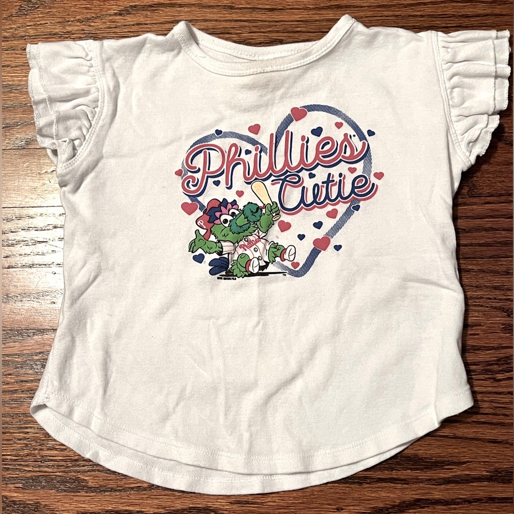 Philadelphia Phillies Girls 5/6 Phanatic Ruffle Short Sleeve T-Shirt Philly